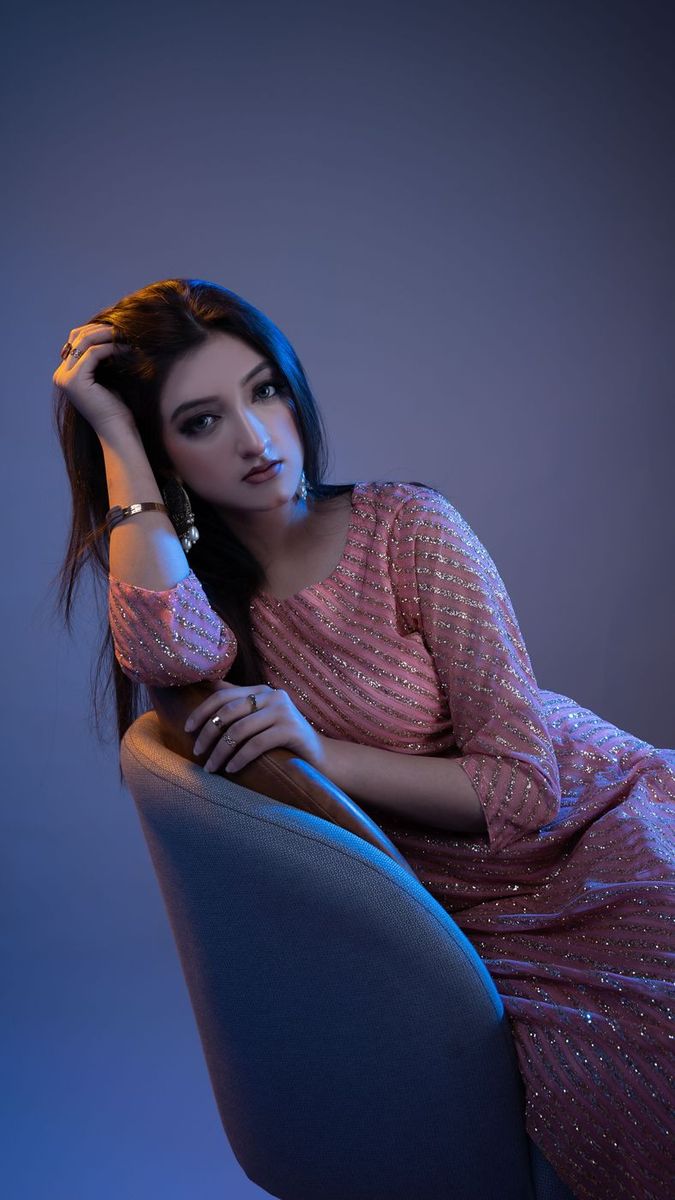 Portrait in soft pink shimmer