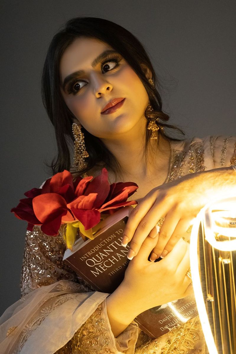 Editorial portrait with fairy lights