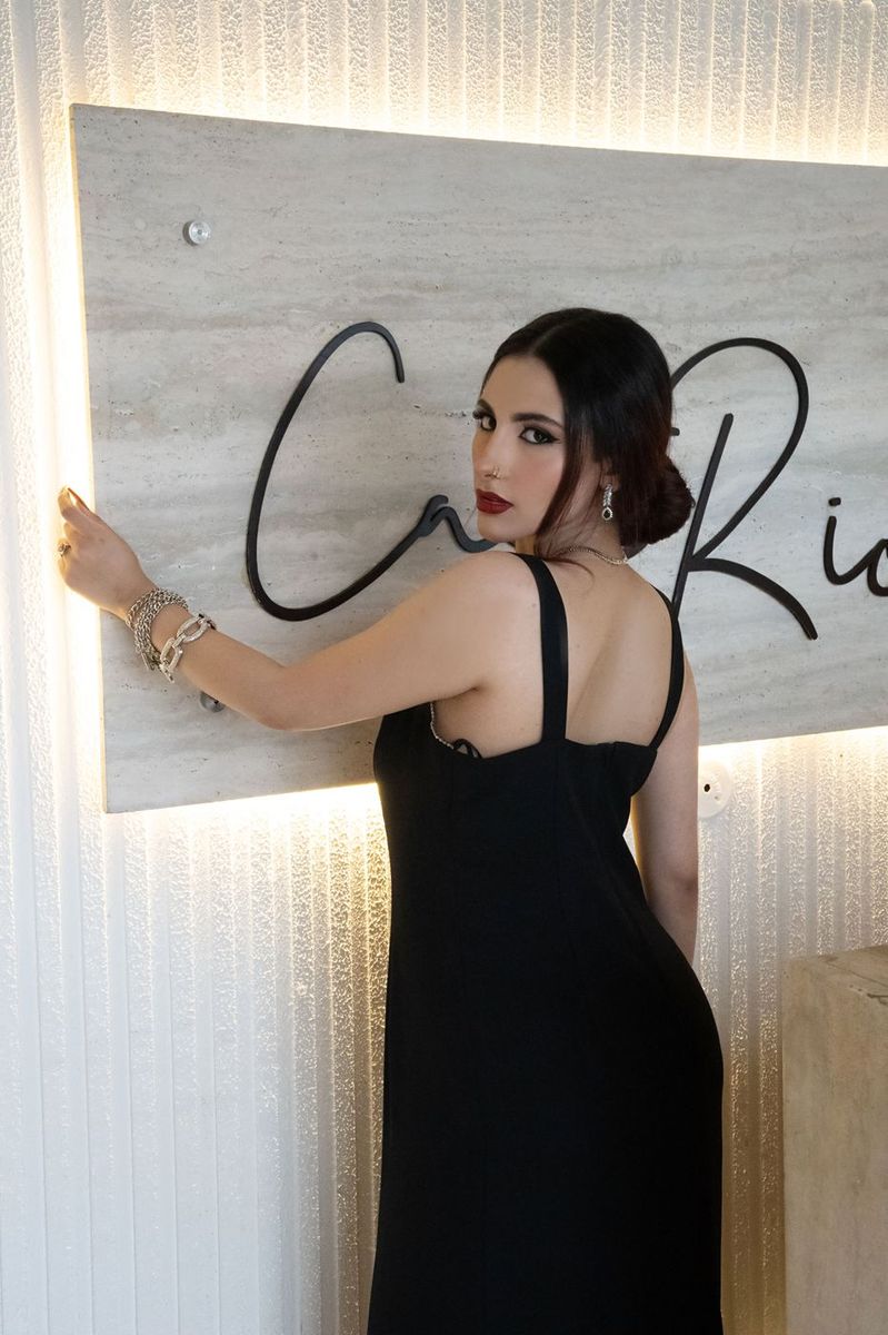 Evening look photographed on location